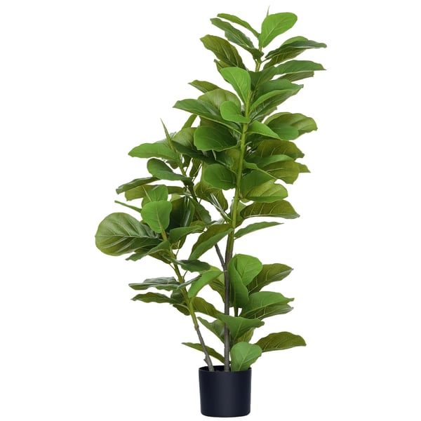 Ficus konstväxt - Konstgjort träd - 110 cm - 90 blad - Med kruka - För utomhusbruk - Plast - Ljusgrön