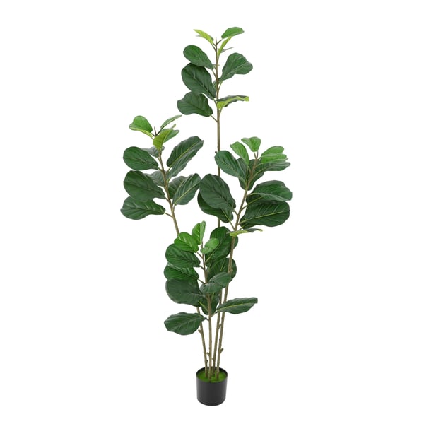 Kunstig violinfigen - Træ 180 cm - Ficus lyrata - Udendørs/indendørs - Vedligeholdelsesfri - PE-blade, jern, cementfod - Med sort potte - Grøn