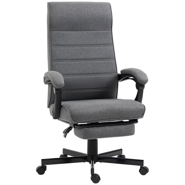 Kontorsstol - Ergonomisk skrivbordsstol - Höj- och sänkbar - Lutningsbar rygg - Infällbart fotstöd - Armstöd - Tygklädsel - Ljusgrå