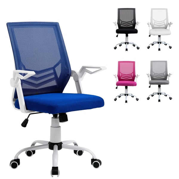 Ergonomisk Kontorsstol - Skrivbordsstol - Justerbar Höjd - Svängbar - Fällbara Armstöd - Mått 62,5×55×104 cm - Blå