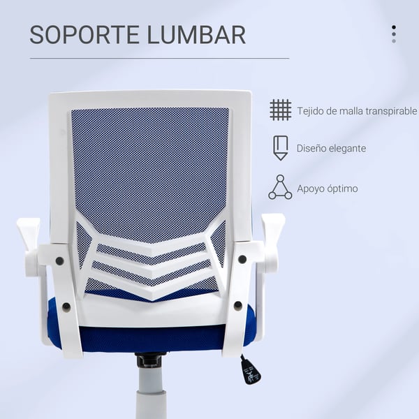 Ergonomisk Kontorsstol - Skrivbordsstol - Justerbar Höjd - Svängbar - Fällbara Armstöd - Mått 62,5×55×104 cm - Blå