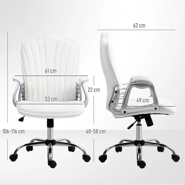 Kontorsstol - Svängbar skrivbordsstol - Justerbar höjd - Ergonomiskt ryggstöd - Tilt/gung - Armstöd - Tyg - 61×62×116 cm - Rosa