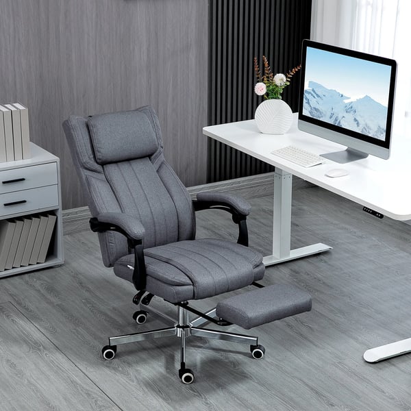 Massage kontorsstol - Ergonomisk - 6 Massagepunkter - Lutbar - Elektrisk massage - Justerbar höjd - Fjärrkontroll - Fot- & Nackstöd - Grå