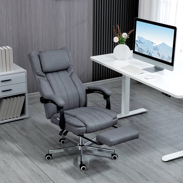 Massage kontorsstol - Ergonomisk - 6 Massagepunkter - Lutbar - Elektrisk massage - Justerbar höjd - Fjärrkontroll - Fot- & Nackstöd - Grå