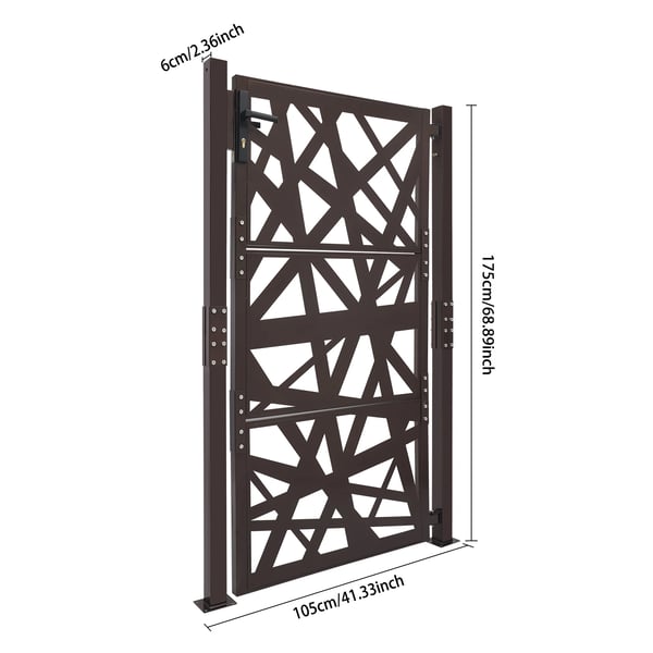 Trädgårdsgrind - Metallgrind - Modell B - 105 x 175 cm - Stålram - För utomhus - Ljusgrå