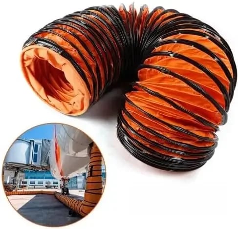 Varmluftslange - Ventilationsslange - Fleksibel - Spiralslange - Høj ydeevne - Bærbar - Orange