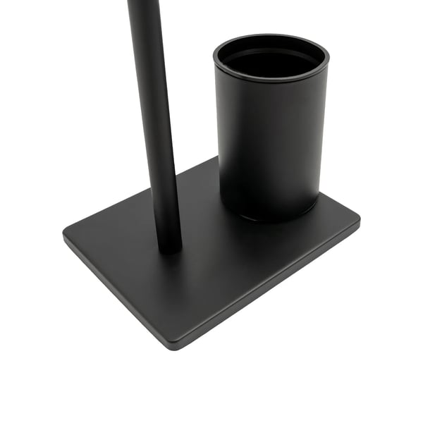 Toiletpapirholder Sæt - Fritstående Toiletrulleholder Med Toiletbørste - Med Børsteholder - Til Badeværelset - Sort