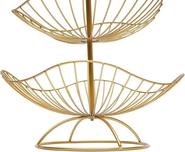 Hedelmävati - 3-tasoinen Hedelmäkoriteline - Koristeellinen - Vatit 20 cm, 25 cm, 31 cm - Keittiöön ja Olohuoneeseen - Kulta