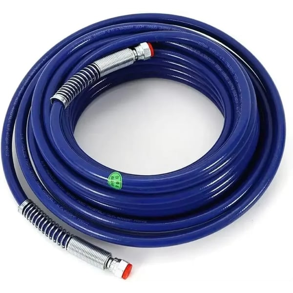 Airless malersprøjteslange - Højtryksslange - 15 m - Ø 0,635 cm - 228 bar - Ståltrådsfiber forstærket - Fleksibel - Blå