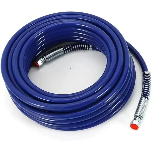 Airless malersprøjteslange - Højtryksslange - 15 m - Ø 0,635 cm - 228 bar - Ståltrådsfiber forstærket - Fleksibel - Blå