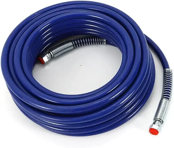 Airless malersprøjteslange - Højtryksslange - 15 m - Ø 0,635 cm - 228 bar - Ståltrådsfiber forstærket - Fleksibel - Blå