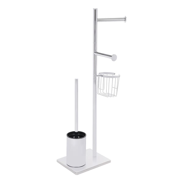 Toiletrulleholder - Fritstående sæt - Rustfrit stål - Med toiletbørste og beholder - Til badeværelse - Sølv