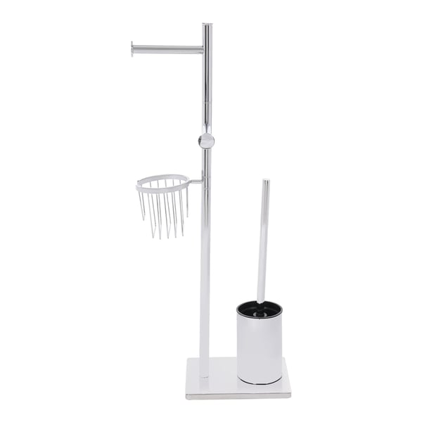 Toiletrulleholder - Fritstående sæt - Rustfrit stål - Med toiletbørste og beholder - Til badeværelse - Sølv