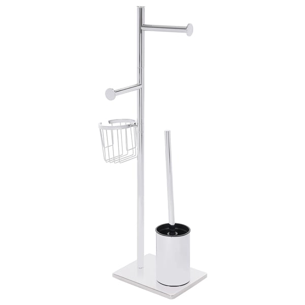 Toiletrulleholder - Fritstående sæt - Rustfrit stål - Med toiletbørste og beholder - Til badeværelse - Sølv