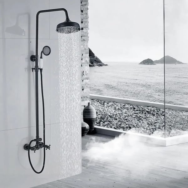 Regnduschsystem - Duschset - Takdusch - Retro Antik Stil - Svart