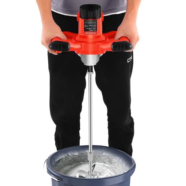 Elektrisk røremaskine - Mørtel-/betonblander - 1500 W - 220 V - 6 Hastigheder 330–930 omdr./min - Kobberviklet kulbørstemotor - Blanderstav 57,5 cm