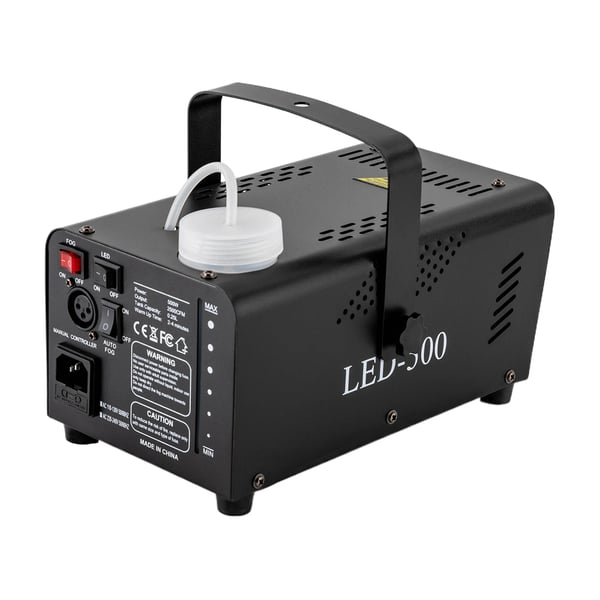 Røgmaskine - LED-500 - 500 W, 18 RGB-LED, 13 Farver, 2500 CFM, 250 ml Tank, Trådløs fjernbetjening - Sort