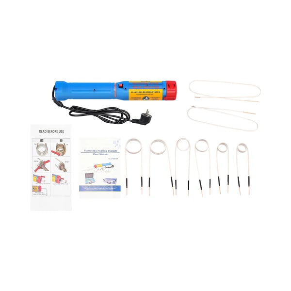 Induktionsvarmer Sæt - Bolt- og skruefjerner - 1100 W - Flammefri - Spoler 30/40/50 mm + 75 cm fleksibel - Skridsikkert greb - 1,6 m ledning - Blå Induktionsvarmer Sæt - Bolt- og skruefjerner - 1100 W - Flammefri - Spoler 30/40/50 mm + 75 cm fleksibel - Skridsikkert greb - 1,6 m ledning - Blå