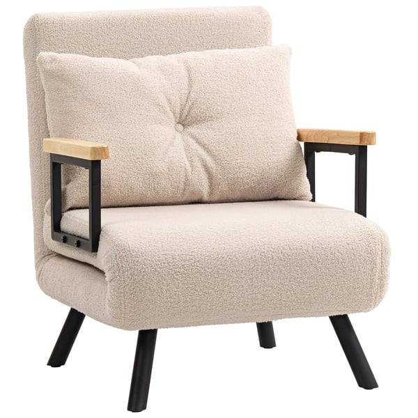 Fällbar bäddfåtölj - 1-person - 4-i-1 - 5-läges justerbart ryggstöd - Med kudde - 63 x 73 x 81 cm - Mörkgrå