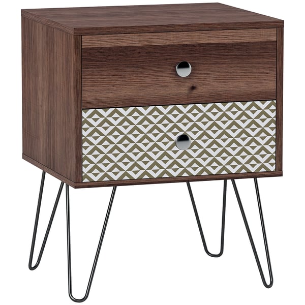 Sängbord - Nattduksbord - 2 Lådor - Stålben - Modern Marockansk/Boho - 45 x 39 x 55,5 cm - Brun Sängbord - Nattduksbord - 2 Lådor - Stålben - Modern Marockansk/Boho - 45 x 39 x 55,5 cm - Brun