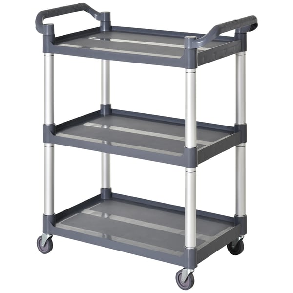 Frisörvagn - Rullvagn - 3 Hyllplan - Med Hjul - Ram i Aluminiumlegering - 35 kg per Hylla - Silver och Grå