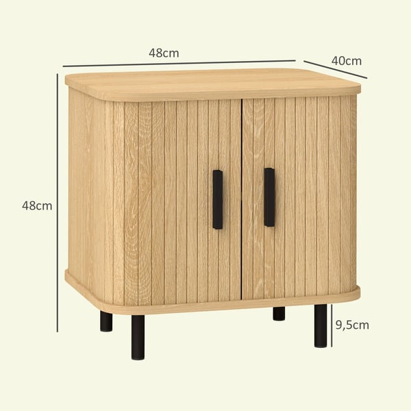 Sängbord - Nattduksbord - Skjutdörrar - 2 Hyllplan - Stålben - Modern Marockansk Stil - 48×40×48 cm - Ek