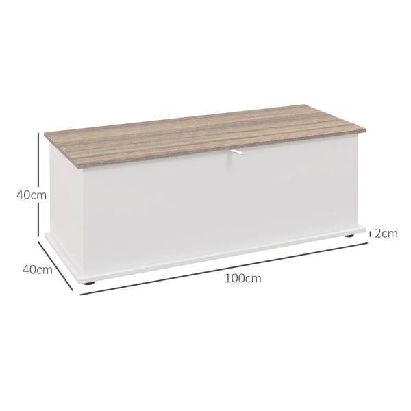 Förvaringskista - Trälåda med lock - Maxbelastning 120 kg - 100×40×40 cm - För sovrum/vardagsrum - Natur/Vit