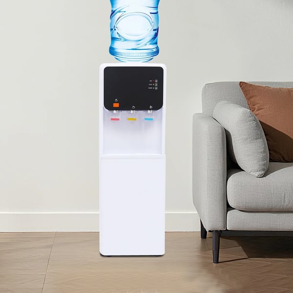 Varm- och kall vattendispenser vattenkylare - Bordsmodell - 220V - Elansluten - För 4,5–18,9 L dunkar - För kontor, gym, hem - Vit