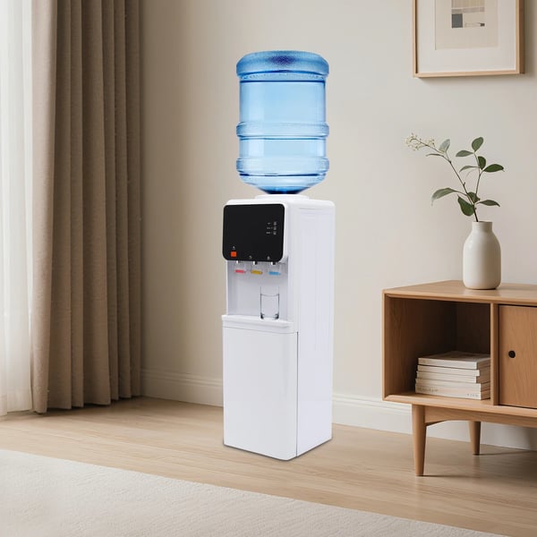 Varm- och kall vattendispenser vattenkylare - Bordsmodell - 220V - Elansluten - För 4,5–18,9 L dunkar - För kontor, gym, hem - Vit