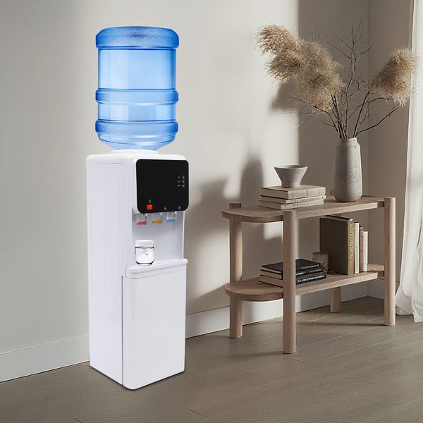 Varm- och kall vattendispenser vattenkylare - Bordsmodell - 220V - Elansluten - För 4,5–18,9 L dunkar - För kontor, gym, hem - Vit