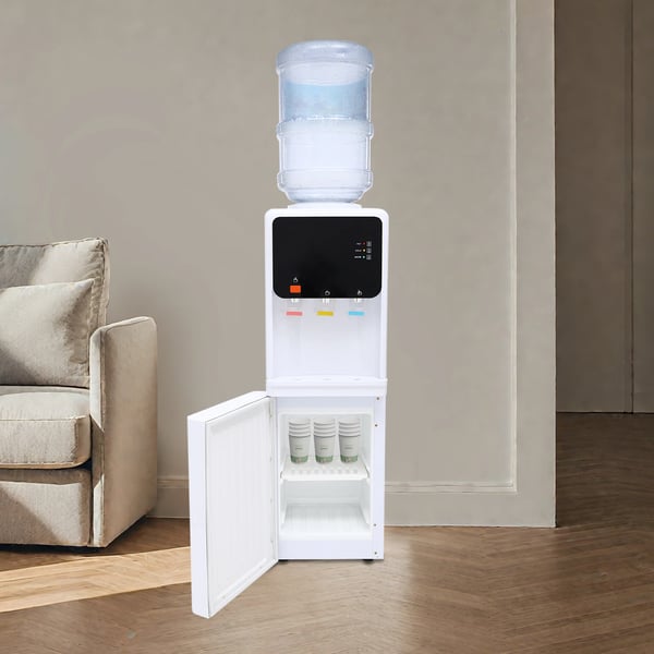 Varm- och kall vattendispenser vattenkylare - Bordsmodell - 220V - Elansluten - För 4,5–18,9 L dunkar - För kontor, gym, hem - Vit