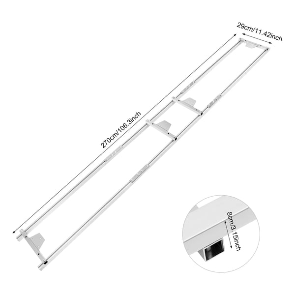 Kædesavssavværk - Styreskinne - 270 cm Længde - Aluminiumlegering - Justerbar - Glat føring - Sølv