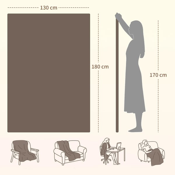 Elektrisk värmefilt - Värmepläd - 180×130 cm - 10 Värmelägen - Timer - Maskintvättbar - Kashmir - Grå