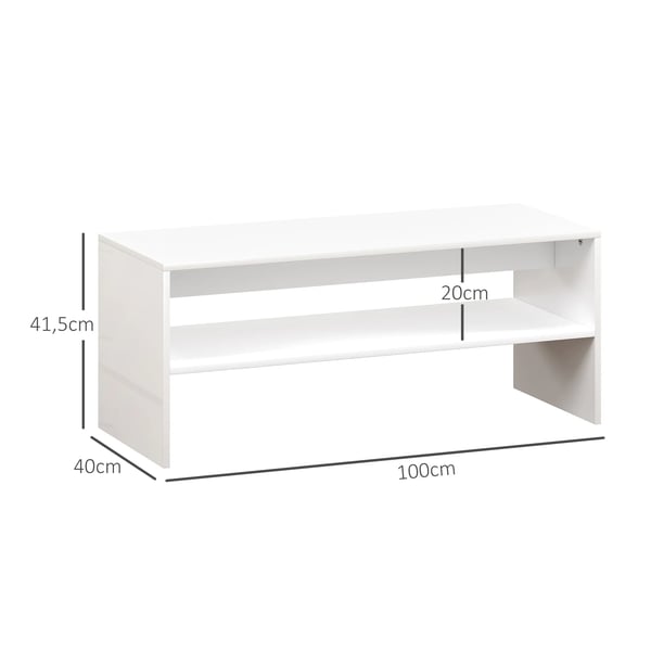 Soffbord - Vardagsrumsbord - Öppet förvaringsfack - Trä - 100×40×41,5 cm - Vit