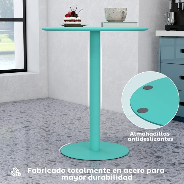 Runt matbord - Köksbord - För 2 personer - Stålram - Inomhus/utomhus - Ø60 cm, Höjd 72 cm - Grön