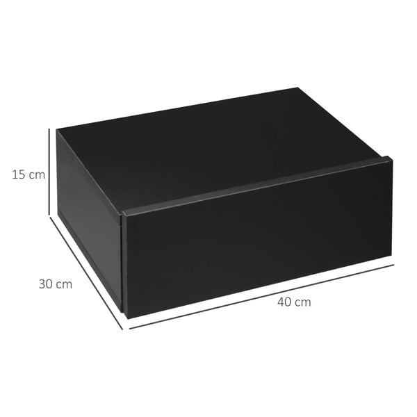 Set med 2 nattduksbord - Väggmonterade flytande sängbord - 1 låda - Modern stil - 40×30×15 cm - Svart