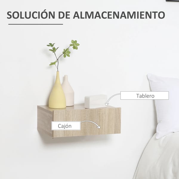 Set med 2 nattduksbord - Väggmonterade sängbord - 1 låda - Modern design - 40×30×15 cm - Khaki