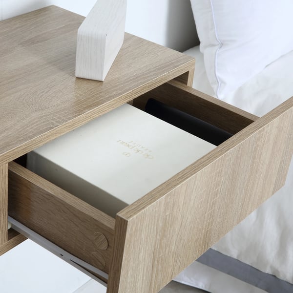 Set med 2 nattduksbord - Väggmonterade sängbord - 1 låda - Modern design - 40×30×15 cm - Khaki