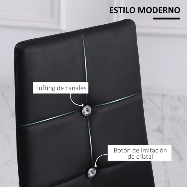 Matstolar - Set med 6 - PU-läderklädsel - Hög rygg med knappar - Stålben - Modern design - Vit