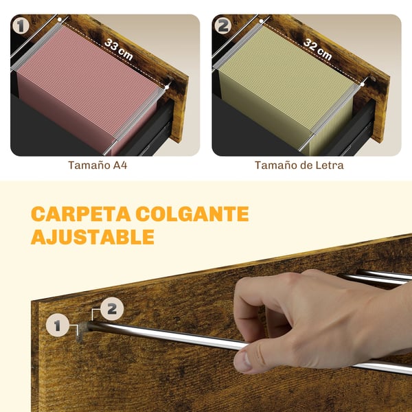Industriellt arkivskåp - Hängmappsskåp - 2 Lådor - A4 Hängmappar - Med Lås - Montering Krävs - 80×39×73,5 cm - Brun