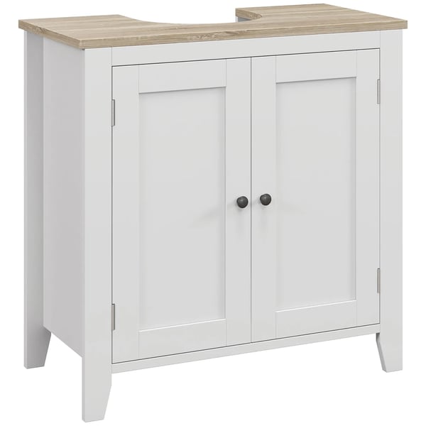 Handfatsunderskåp Badrumsskåp - Kommod - 2 Dörrar - Justerbar Hylla - Melamin - 60 x 30 x 60 cm - Vit