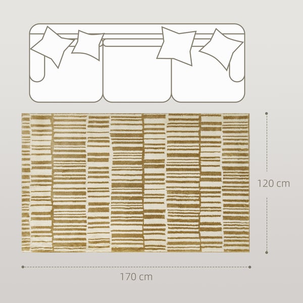 Maskintvättbar matta - Kort lugg - 170×120×1,5 cm - Randigt - Rektangulär - 100% polypropen - Modern stil - Mörkgrå