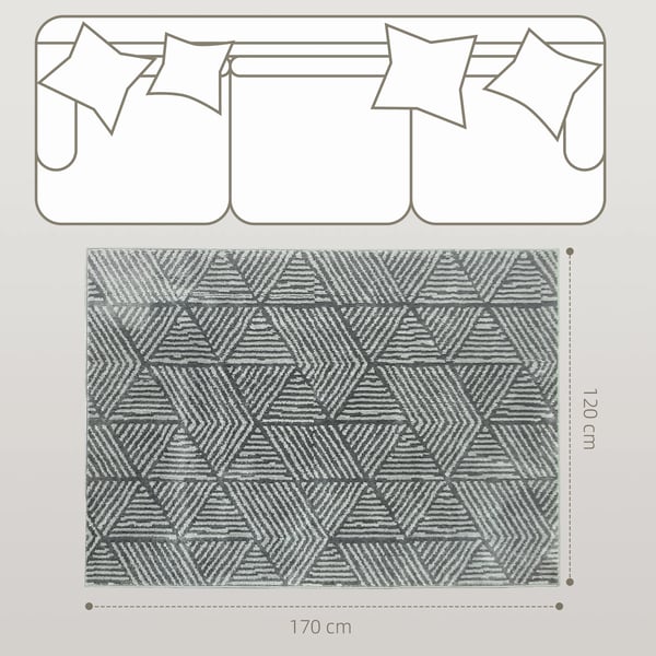 Maskintvättbar matta - Kort lugg - 170×120 cm, 1,5 cm tjock - Rektangulär, Randig - Polypropen - Modern stil - Ljusgul