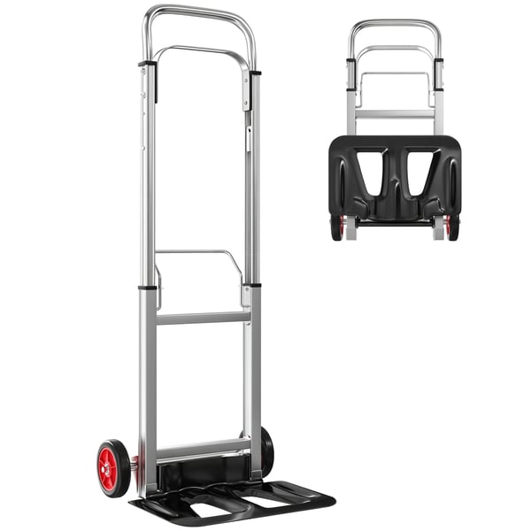 Transportvagn - Säckkärra - Aluminium - Fällbar - Maxlast 90 kg - Justerbart teleskophandtag - Mått 40×41×108 cm - Silver