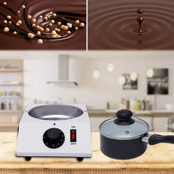 Elektrisk chokoladetempereringsmaskine - Chokoladesmelter - Justerbar 30–85 °C - Effekt 40 W - AC 220–230 V, 50–60 Hz - En Skål - Sort