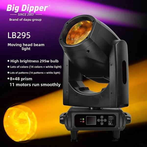 Moving Head Beam scenelys - LB295 - 450–500 W - RGBW - DMX - Lydaktiveret - 220 V EU-stik