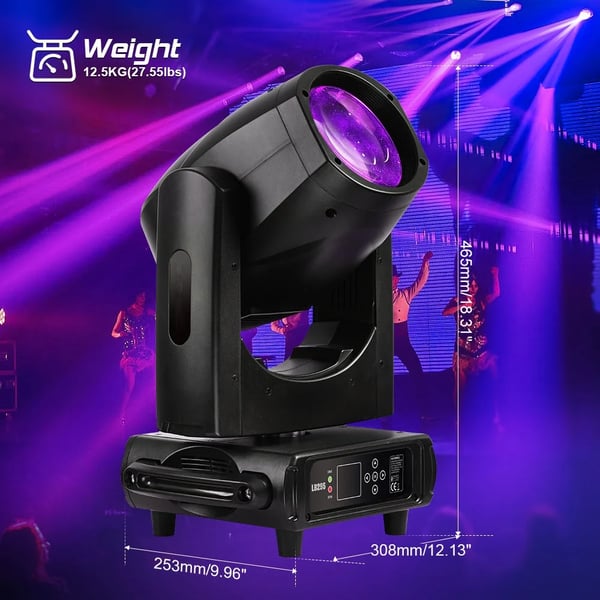 Moving Head Beam scenelys - LB295 - 450–500 W - RGBW - DMX - Lydaktiveret - 220 V EU-stik