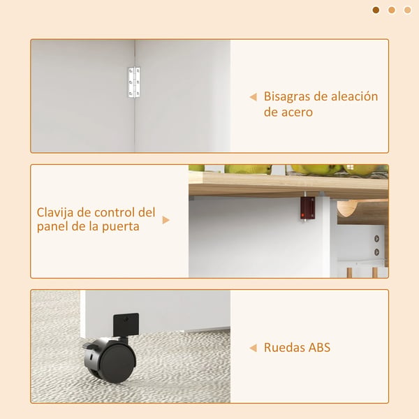 Fällbart klaffbord för kök - Matbord på hjul - Fällbara klaffar, låda och hyllor - För 2–4 personer - 120×72×75 cm - Chokladbrun