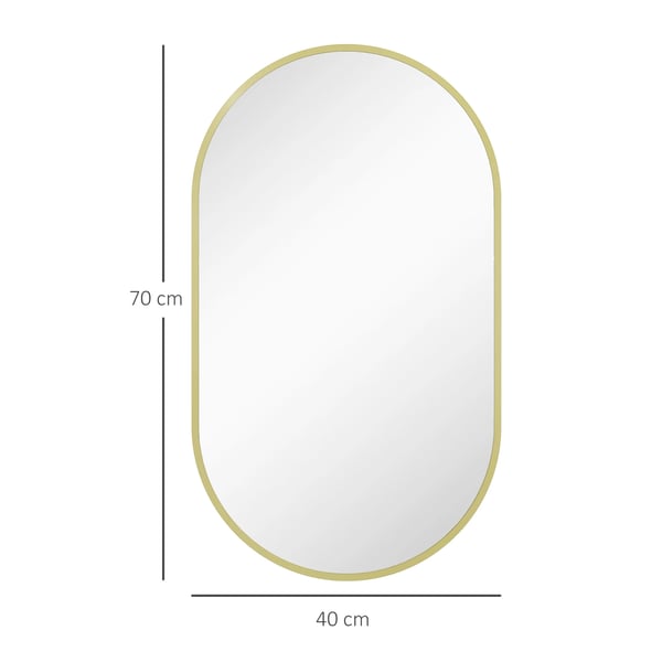 Badrumsspegel - Oval Väggspegel - Aluminiumram - Horisontell/Vertikal Upphängning - Dekorativ - Svart