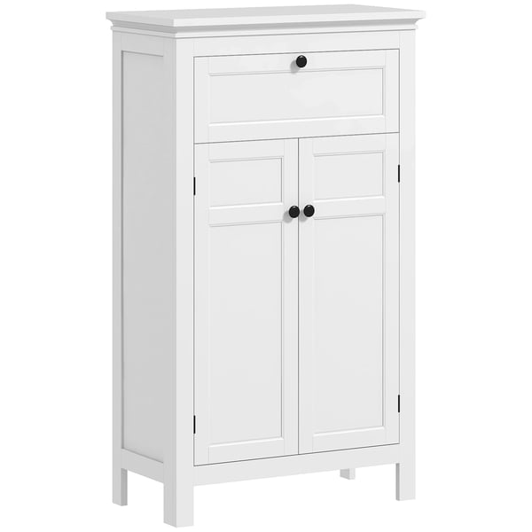 Badrumsskåp - Högskåp - Med låda - 2 dörrar - Justerbara hyllor - Självmontering - 60×30×102,5 cm - Vit Badrumsskåp - Högskåp - Med låda - 2 dörrar - Justerbara hyllor - Självmontering - 60×30×102,5 cm - Vit